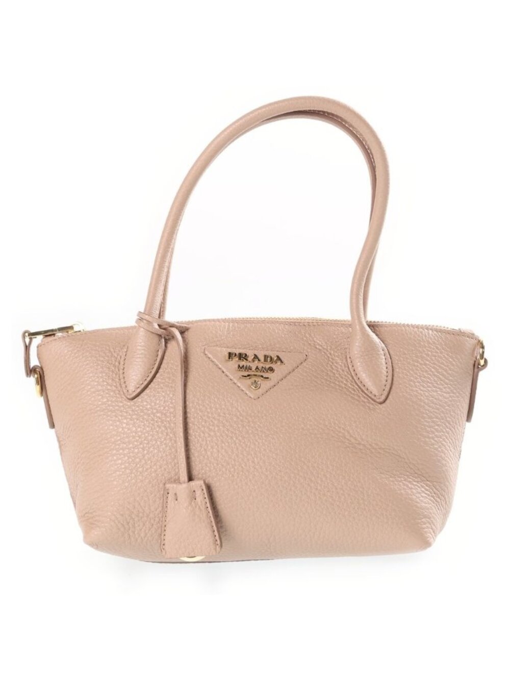 Prada Logo Mini Leather Shoulder Bag Beige